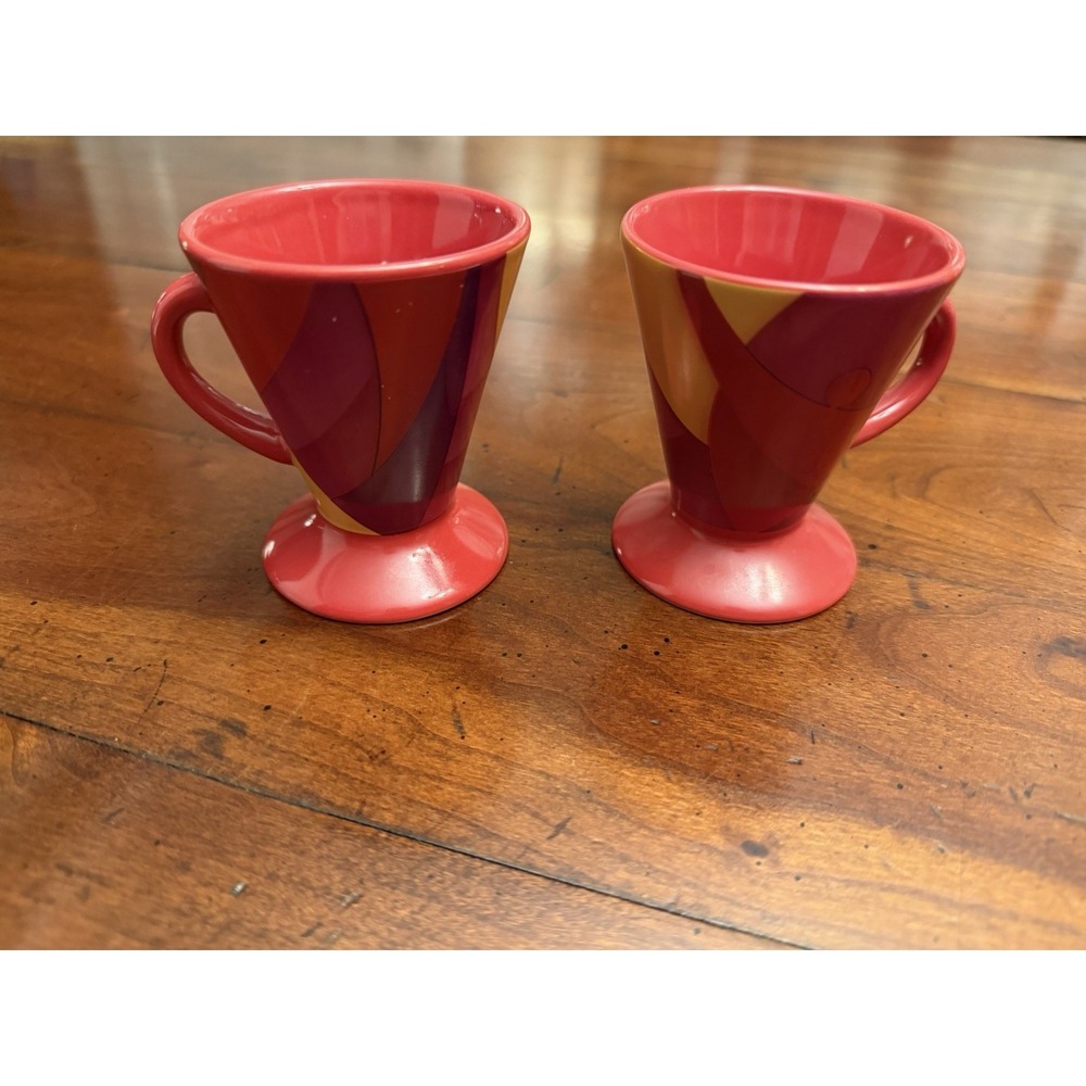 Pair Frangelico‎ Liqueur Red Abstract Demitasse Espresso Cups